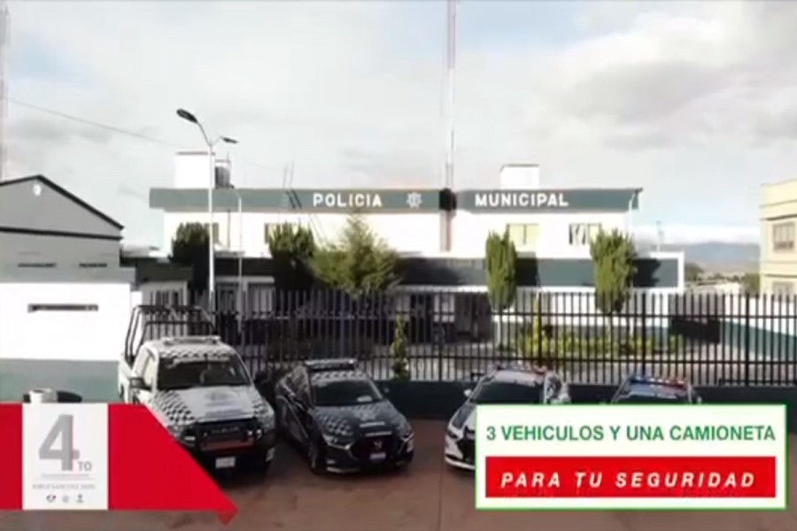 Se adquieren 3 vehículo y una camioneta para tu seguridad Cuarto Informe Huamantla Jorge Sánchez Jasso