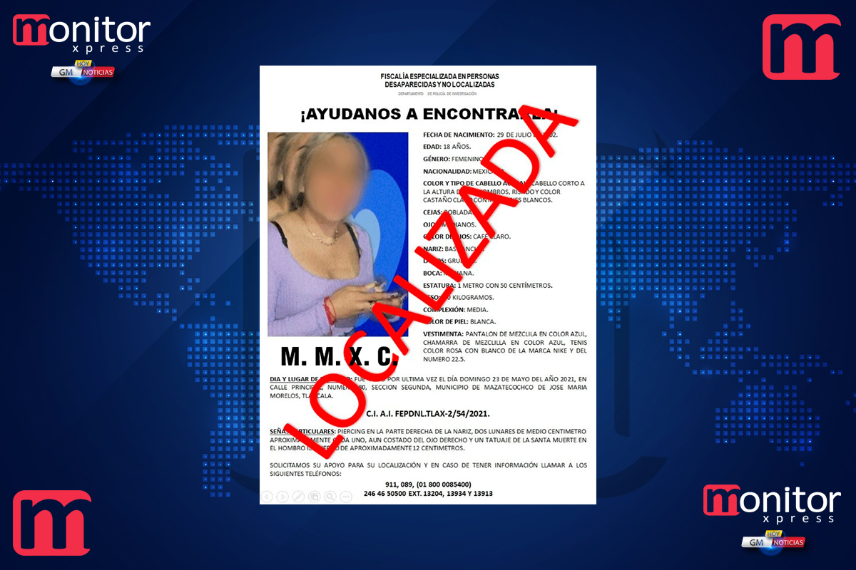 Localiza PGJE a mujer reportada como extraviada en Mazatecochco