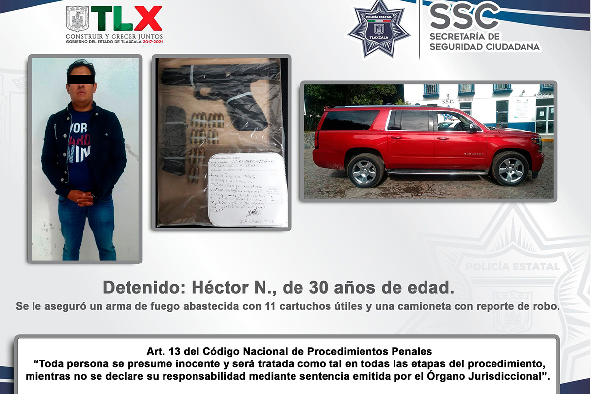 La SSC detiene en Ixtacuixtla a sujeto con arma de fuego y recupera vehículo robado