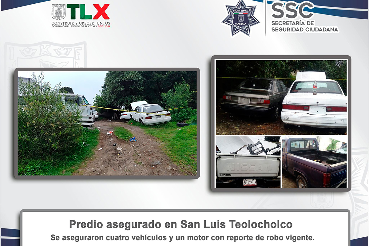 La SSC asegura en Teolocholco predio utilizado para ocultar vehículos robados