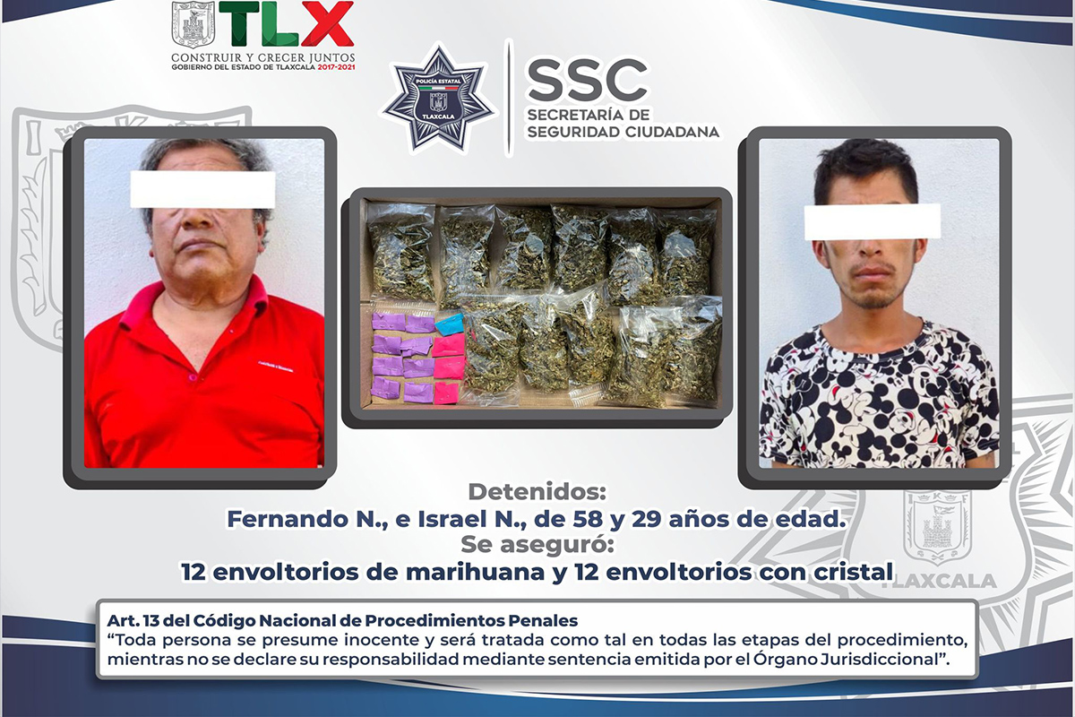 La SSC detiene en Contla a dos personas con droga
