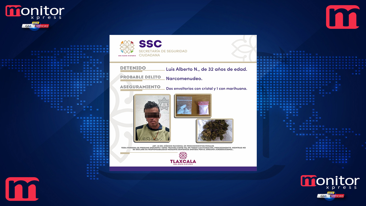 La SSC detiene en Tlaxco a una persona por posesión de droga