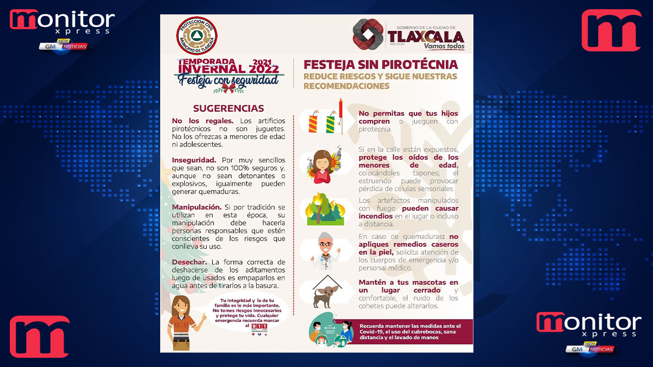 Recomienda Ayuntamiento de Tlaxcala festejar sin pirotecnia