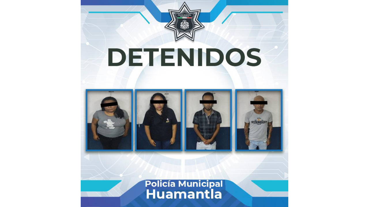 Detiene policía de Huamantla a cuatro personas por robo de celulares