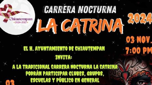 La carrera nocturna de “La Catrina” se llevará a cabo en Chiautempan.