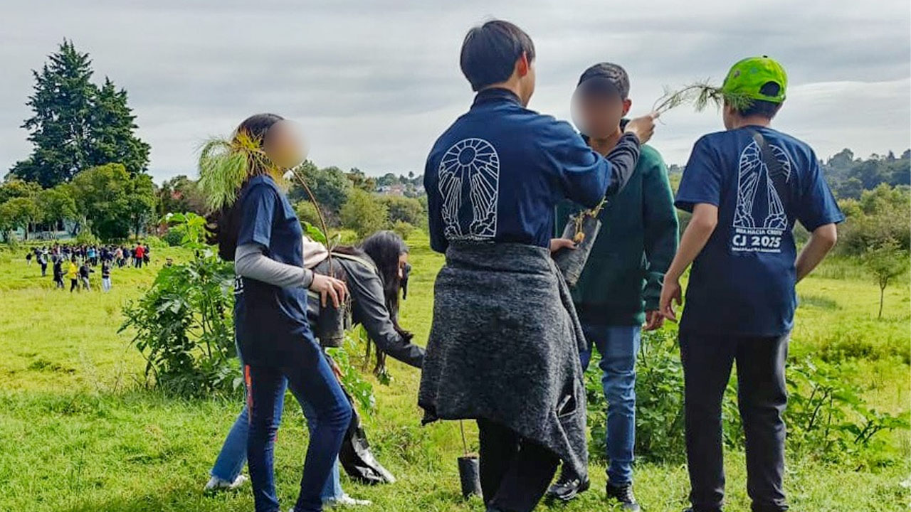 Ciudadanos y ayuntamiento de Tlaxcala reforestan perímetro de la laguna de Acuitlapilco