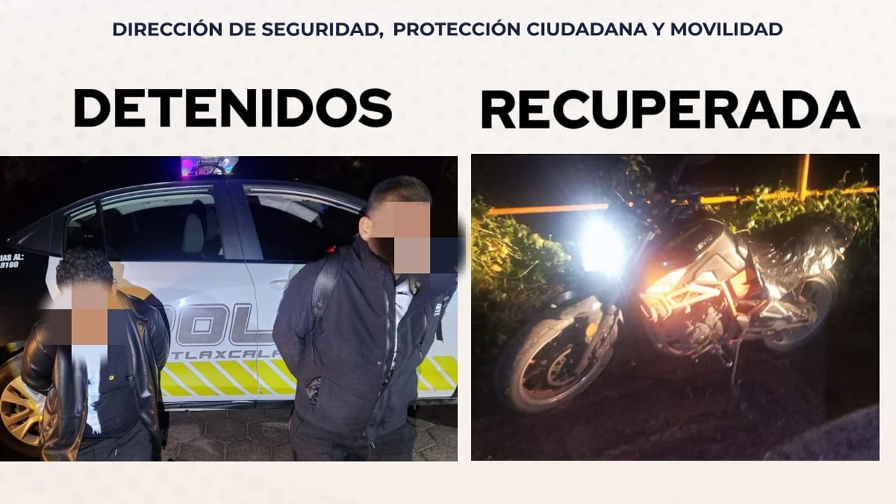 Recupera policía municipal motocicleta robada en el Sabinal y detiene a dos hombres presuntos responsables