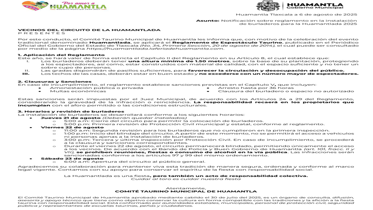 Autoridades municipales privilegian la seguridad de todos los asistentes a la huamantlada 2025