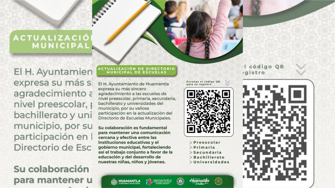 Huamantla actualiza su Directorio Municipal de Escuelas para fortalecer la comunicación con las instituciones educativas.