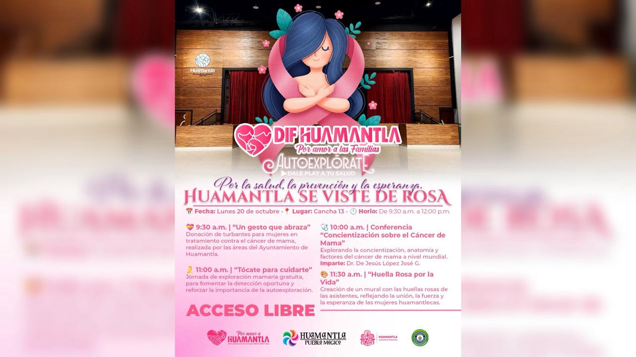 Huamantla se une a la lucha contra el cáncer de mama con actividades de concientización y apoyo