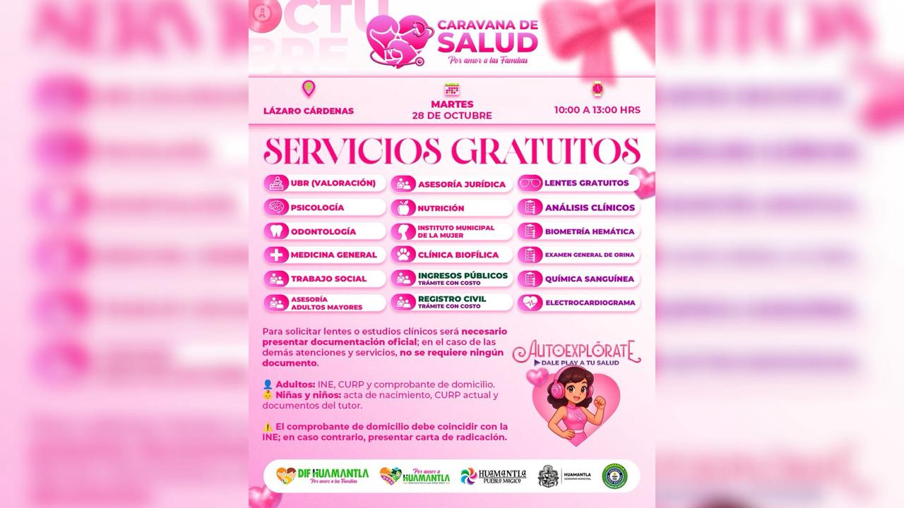 Gobierno de Huamantla Invita a Participar en la Caravana de la Salud en la Comunidad de Lázaro Cárdenas
