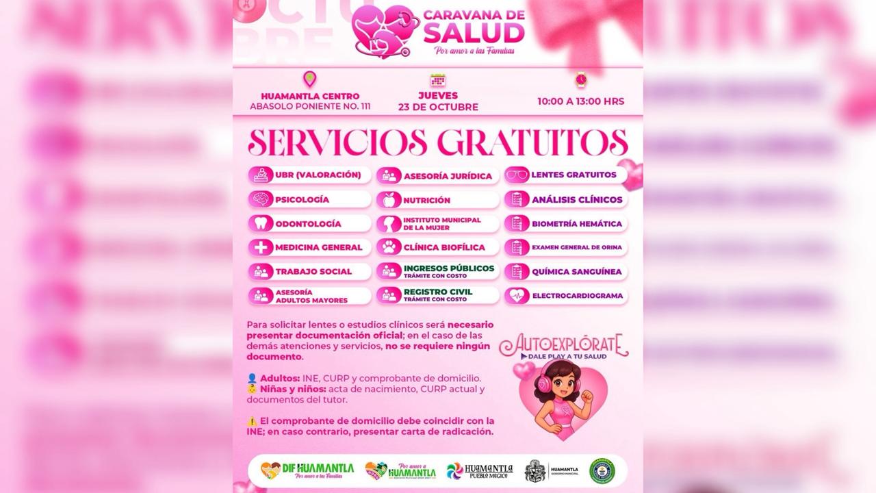 La Caravana de Salud del DIF Huamantla llegará este jueves a la calle de Abasolo