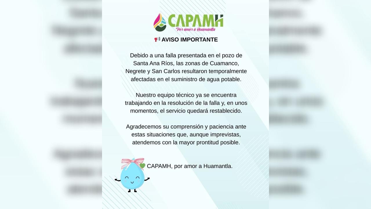 CAPAMH Informa Sobre Falla en el Pozo de Sana Ana Río y su Avance en su Restablecimiento