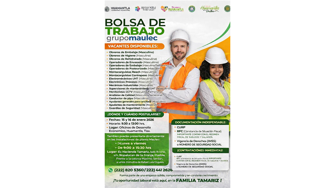 Gobierno de Huamantla acerca oportunidades laborales a la población con jornada de reclutamiento de grupo Maulec