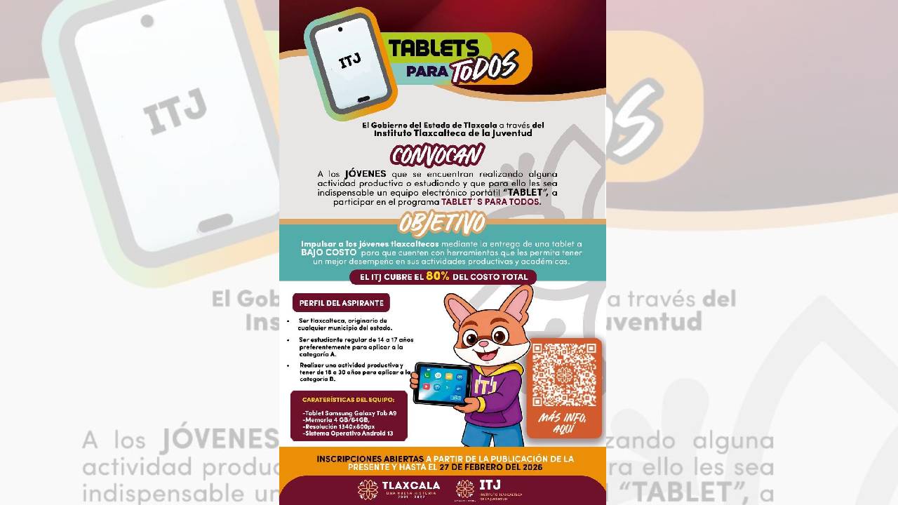 Gobierno Municipal de Huamantla Invita a Jóvenes a Participar en la Convocatoria “Tablets para Todos”