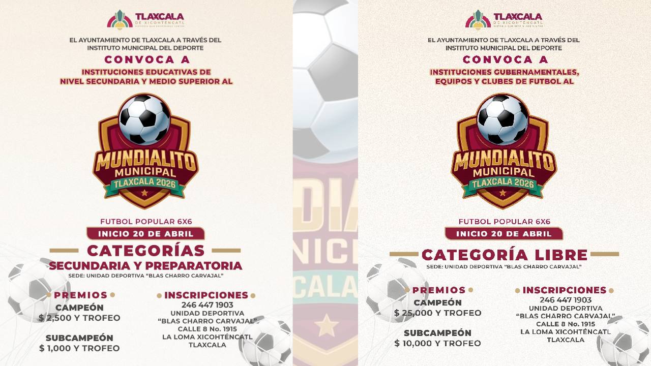 Ayuntamiento de Tlaxcala Lanza Doble Convocatoria del “Mundialito Municipal” para Impulsar el Deporte