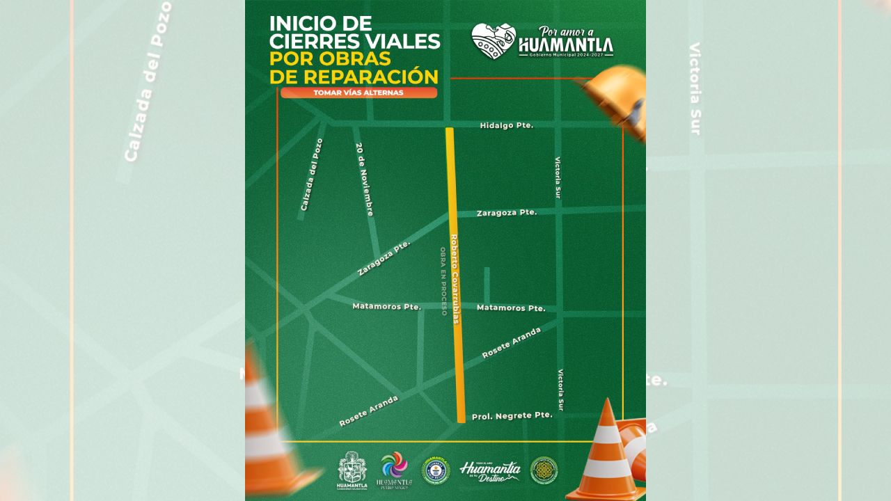 Huamantla avanza con más obra pública: Inicia rehabilitación de la calle Roberto Covarrubias