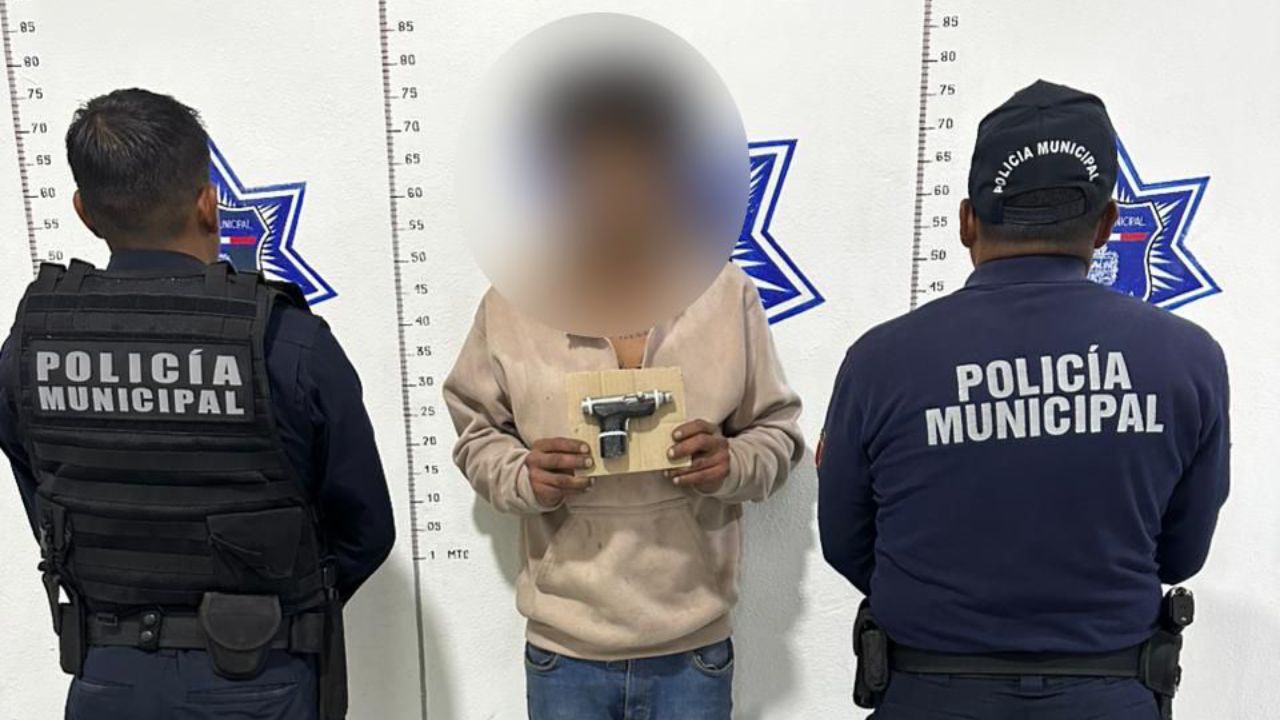 Asegura Policía Municipal a masculino por portación de arma de fuego en Huamantla