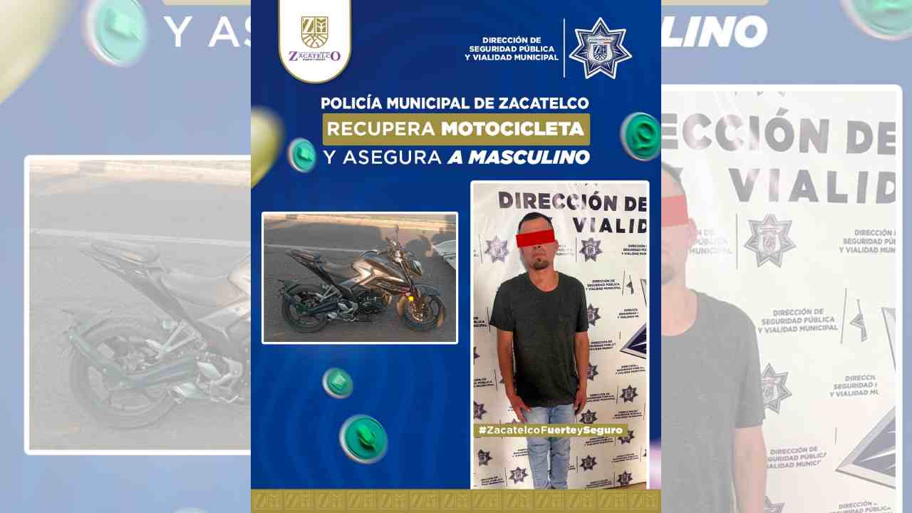Aseguran motocicleta con reporte de robo y detienen a un hombre en Zacatelco