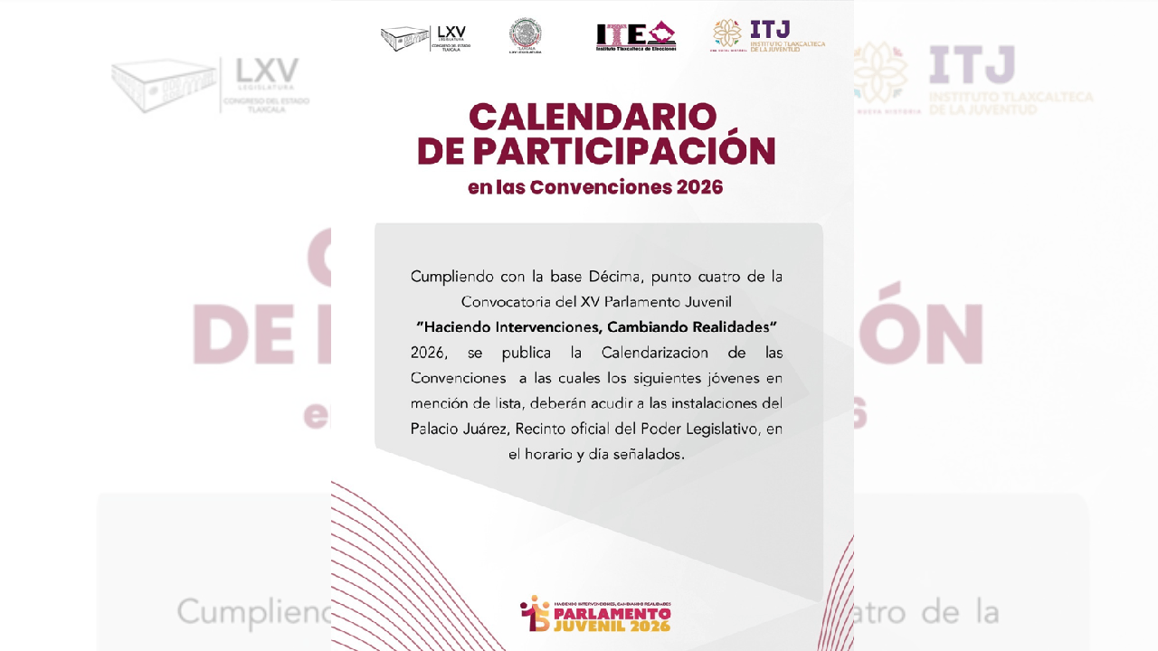 Da inicio proceso de selección de diputadas y diputados juveniles para integrar el XV Parlamento Juvenil 2026