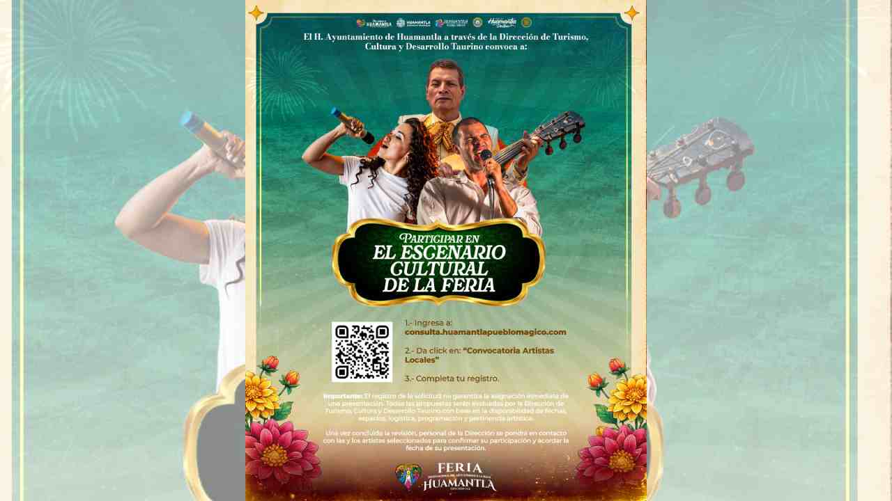 Gobierno de Huamantla convoca a artistas locales a formar parte del Escenario Cultural de la Feria Internacional del Arte Efímero y la Dalia 2026