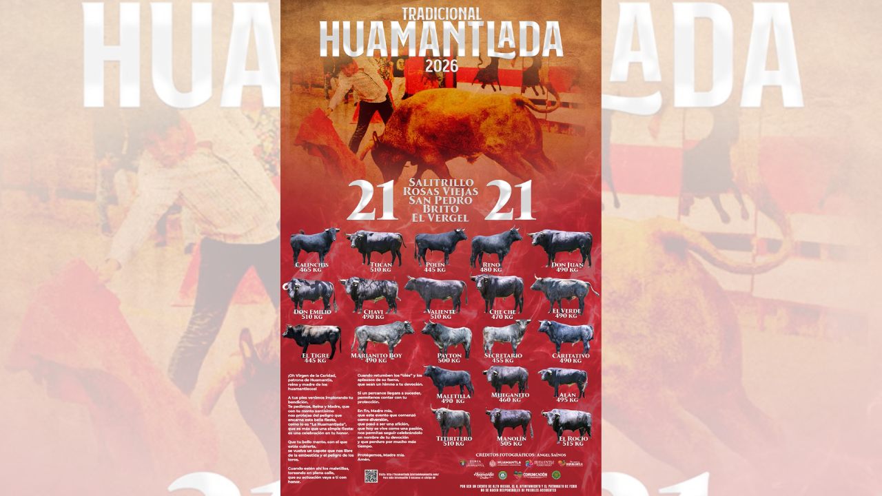 Presentan cartel oficial de los 21 toros de la Huamantlada 2026