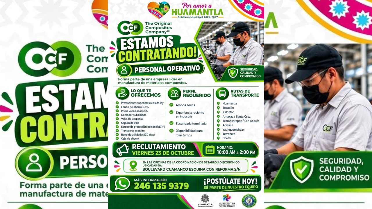 💚 ¡El Gobierno de Huamantla Acerca Nuevas Oportunidades de Empleo!