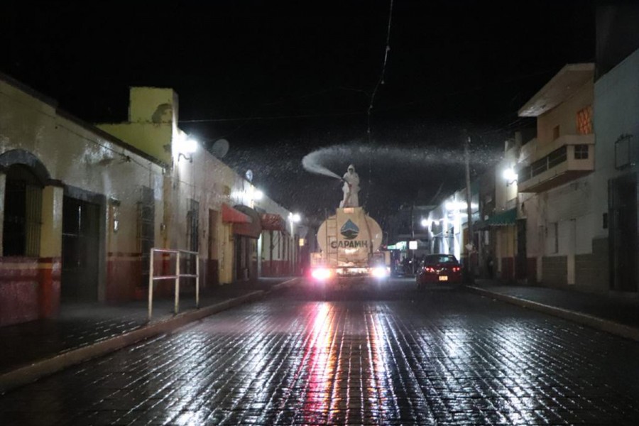 Arrancó la primera jornada de sanitización de calles y espacios públicos en Huamantla