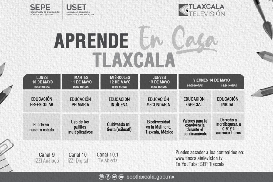 SEPE presenta barra temática de “Aprende en casa Tlaxcala” del 10 al 14 de mayo