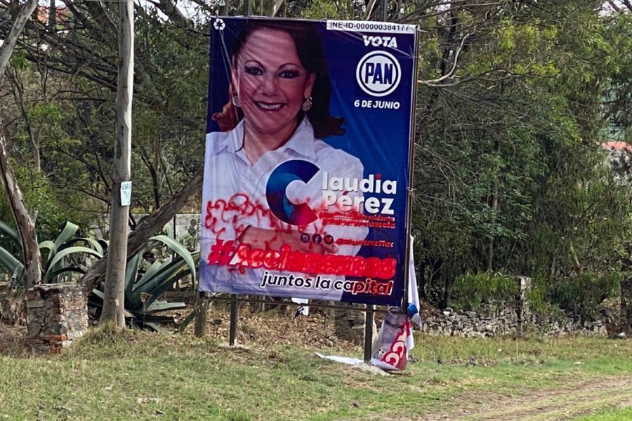 Destruyen y vandalizan propaganda electoral de Claudia Pérez, candidata puntera en la Capital
