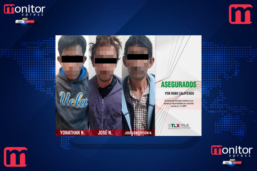 En Tlaxco asegura PGJE a tres imputados por robo calificado