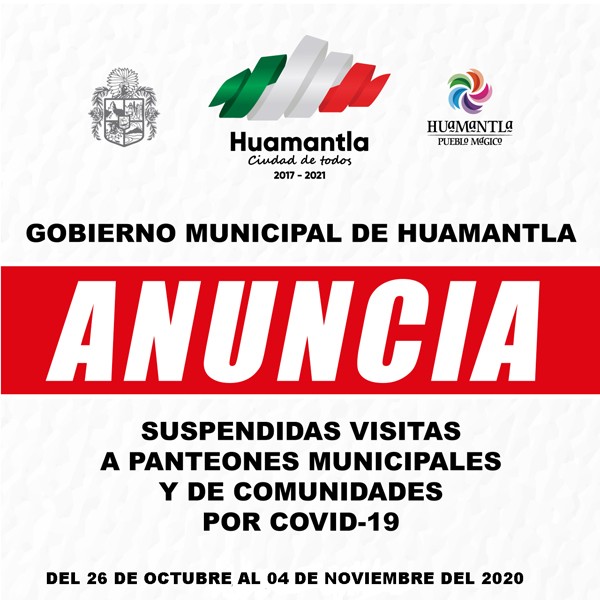 Autoridades de Huamantla determinan cerrar panteones municipales y de comunidad como medida sanitaria por COVID-19