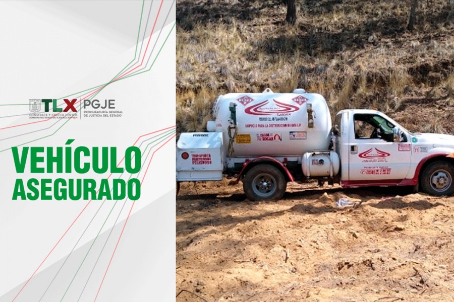 Asegura PGJE pipa de gas abandonada en terrenos de labor en Calpulalpan