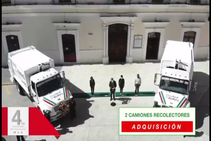 Adquieren 2 camiones recolectores de basura Cuarto Informe de Gobierno de Huamantla Jorge Sánchez Jasso