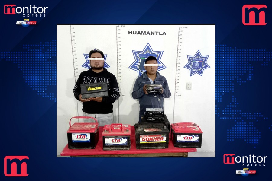 Por robo de autopartes dos poblanos fueron detenidos por la policía municipal de Huamantla y puestos a disposición del M.P.