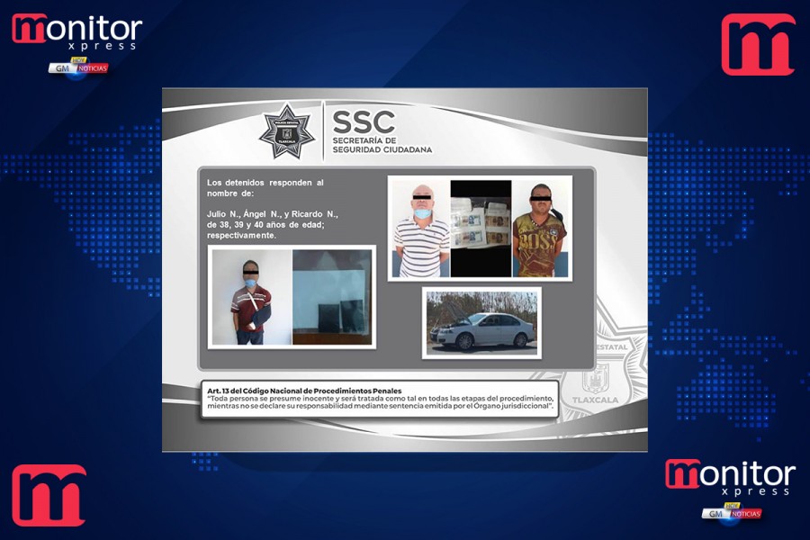 La SSC detiene en Tenancingo a tres sujetos y asegura sustancias ilegales