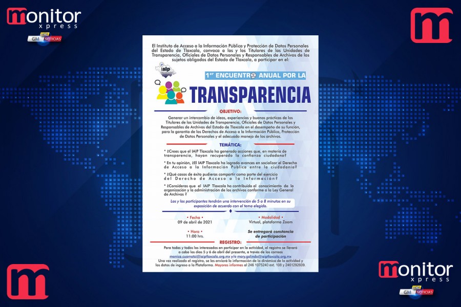 Convoca IAIP Tlaxcala a “Encuentro Anual por la Transparencia”